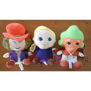 Willy Wonka & The Chocolate Factory 7" Plush Set - Charlie, Wonka, Oompa Loompa